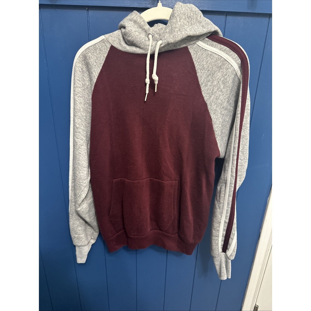 Vintage 1980s Tultex Hoodie Medium Gray Maroon White Vtg 80s Two‎ Tone Blank